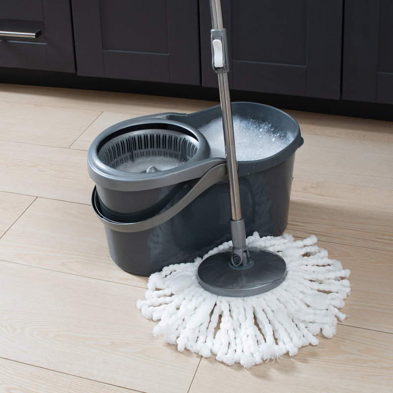 Simplify Gray Microfiber Self Wringing Mop & Bucket Set