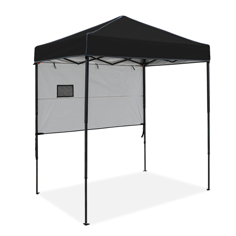 6 Ft. W x 4 Ft. D Steel Pop-Up Canopy with Sunwall, Black