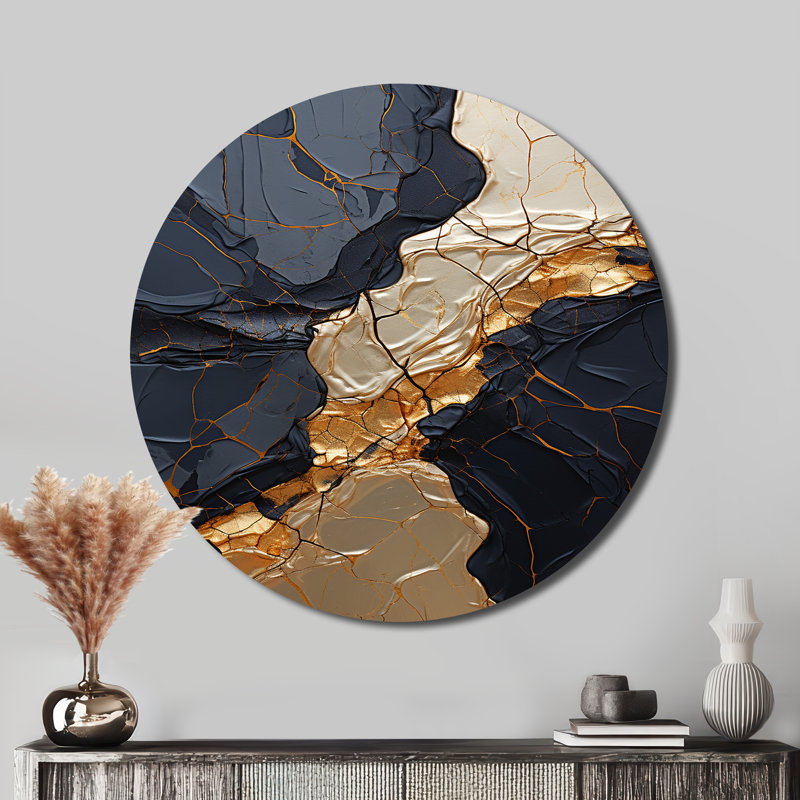 Phelan - Reproduction d'art abstrait en métal rond, H 36 po x l 36 po