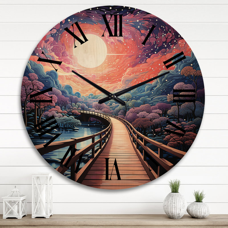 Horloge murale en bois massif Margreta, Très grand