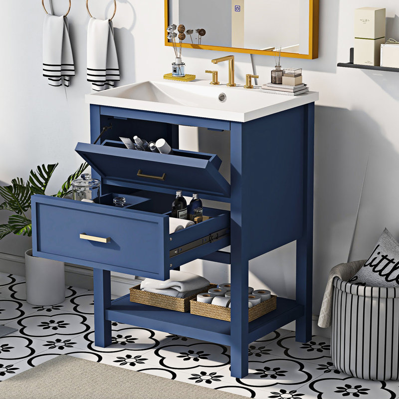 Meuble-lavabo simple avec plateau en résine Paliwal