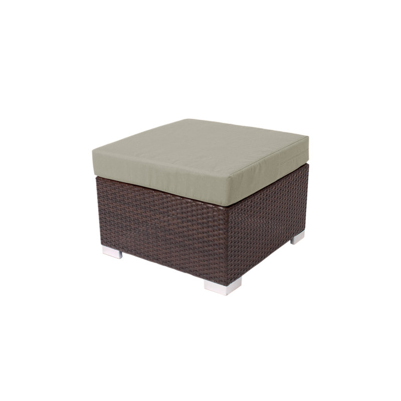 Repose-pieds d'extérieur en osier avec coussin Sunbrella, Vert