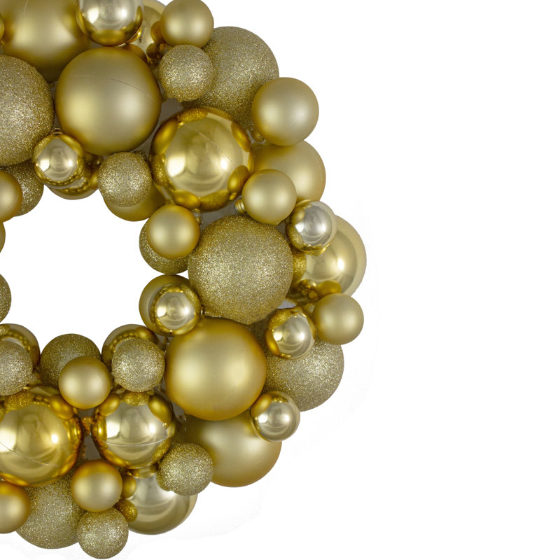 Couronne de Noël à 3 finitions incassable, Doré, H 13 po x l 13 po x P 3 po