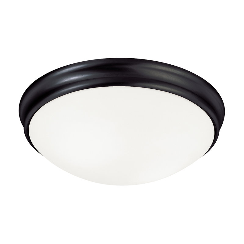 Glass Flush Mount, Matte Black