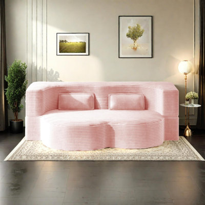 Canapé-lit convertible au sol avec 2 coussins, tissu en velours côtelé, rembourré de mousse, aucun assemblage requis