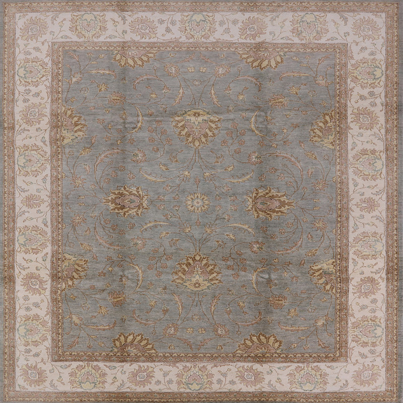 Tapis oriental bleu / beige Nisse, Carré 3 pi