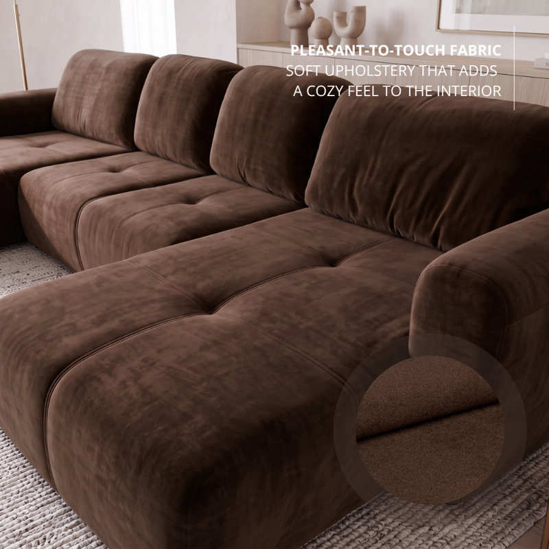 Bingo U-Shaped 6 Seater Sofa Bed, Brown KRONOS 6