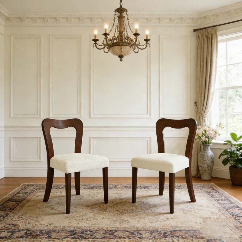 Ensemble de chaises de salle à manger, Beige, noyer