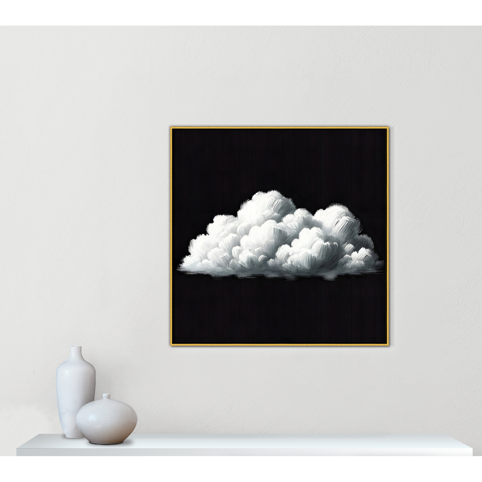 White Clouds Print by , 41.5" H x 41.5" W, Gold