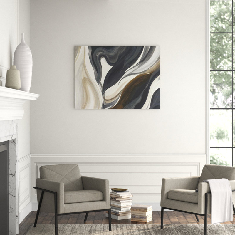 Black Wave Print by Sara Brown, Glass Coat, 36" H x 49" W