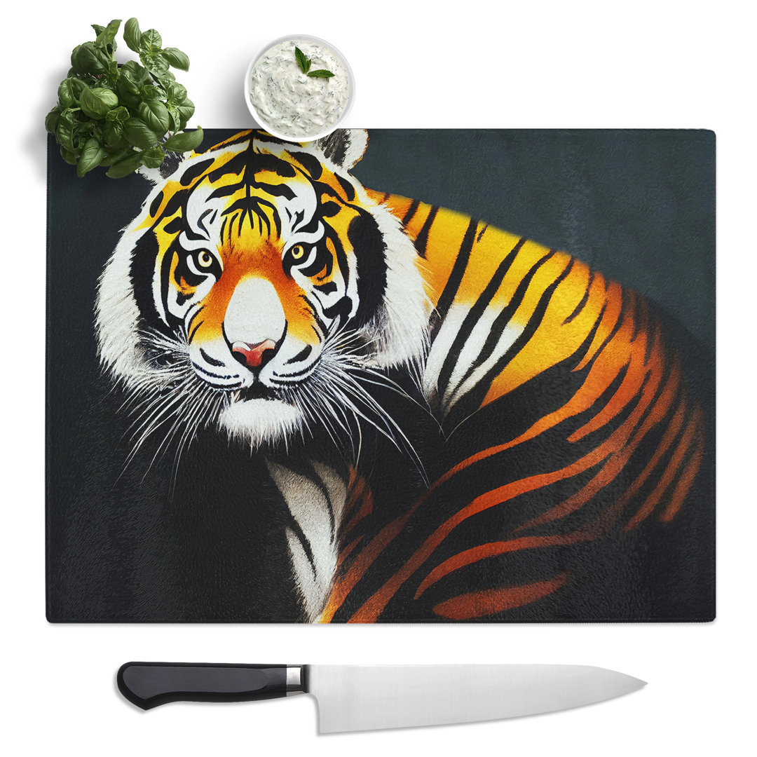 Beauty Of The Tiger  Glass Chopping Board