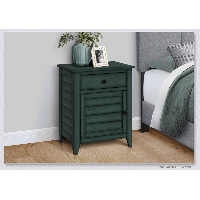 Charmante table d'appoint bleue antique avec tiroir de rangement et armoire pour la décoration de la chambre à coucher ou du salon