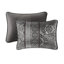 Courtepointe 6 pièces très grand / très grand avec gris, 2 taies décoratives, 3 coussins décoratifs, surpiqûres, détails dorés, conception grise facile d'entretien et rayures, fabrication, lavage à la machine-130666377