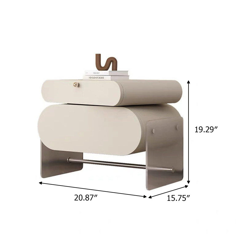Table de chevet ovale en acrylique 19 po H 19,29 po x l 20,87 po