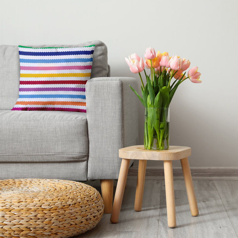 Coussin décoratif en polyester rayé, H 20 po x l 20 po, Carré