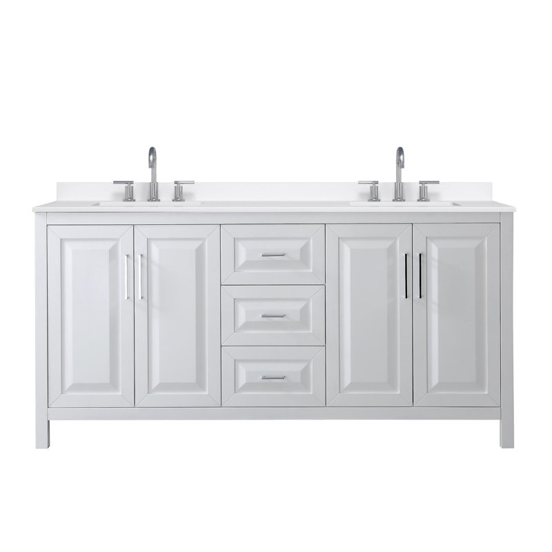 Daria 72'' W Vanity, Polished Chrome, White, White Quartz