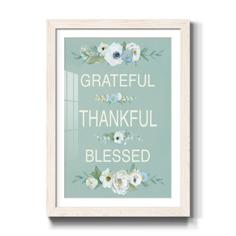 Grateful Thankful - impression encadrée sur papier, Blanc, H 37,5 po x l 27,5 po x P 1,5 po