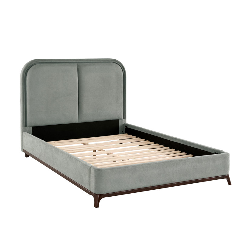 Lit plateforme tapissier Savannah, Grand, Bleu