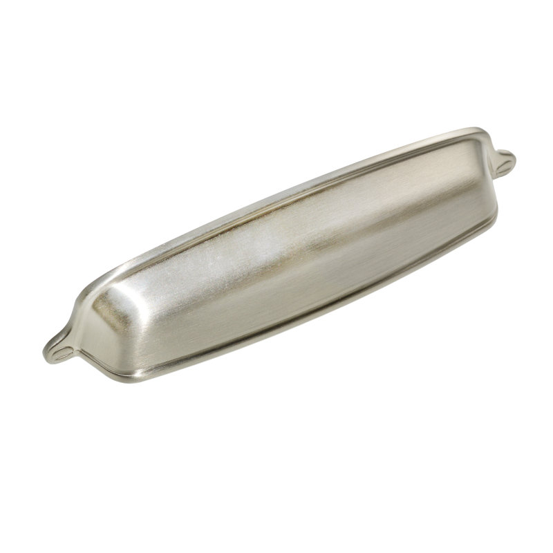 Brushed Nickel Modern Cup Cabinet Pull with Mounting Hardware