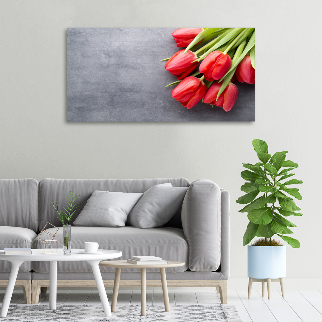 Glasbild Rote Tulpen