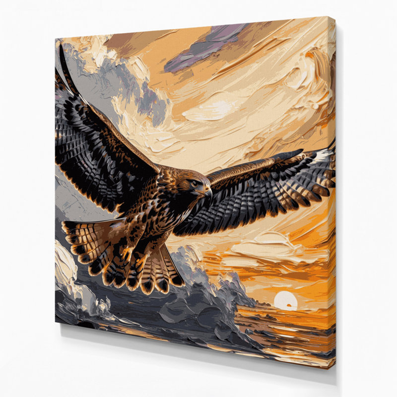 Oiseaux, art mural sur toile brun à queue rouge, H 16 po x l 16 po