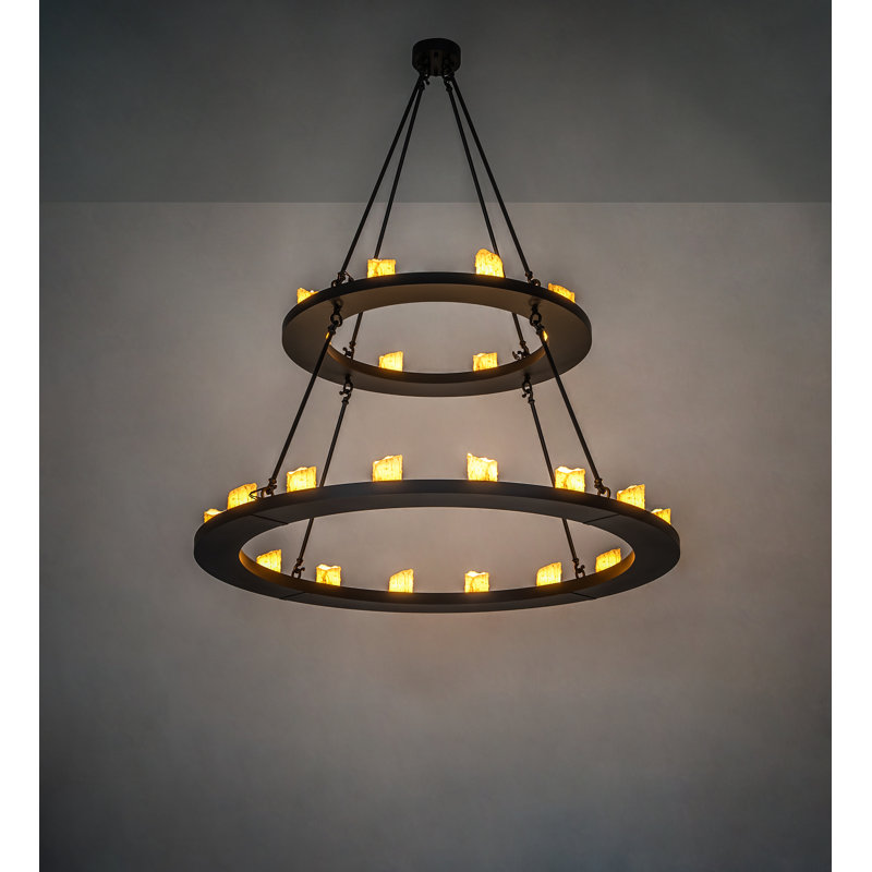 Loxley 24-Light Black Wagon Wheel Chandelier with Faux Candles