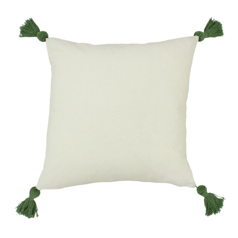 Geometric Square Cushion, Sage, Feathers