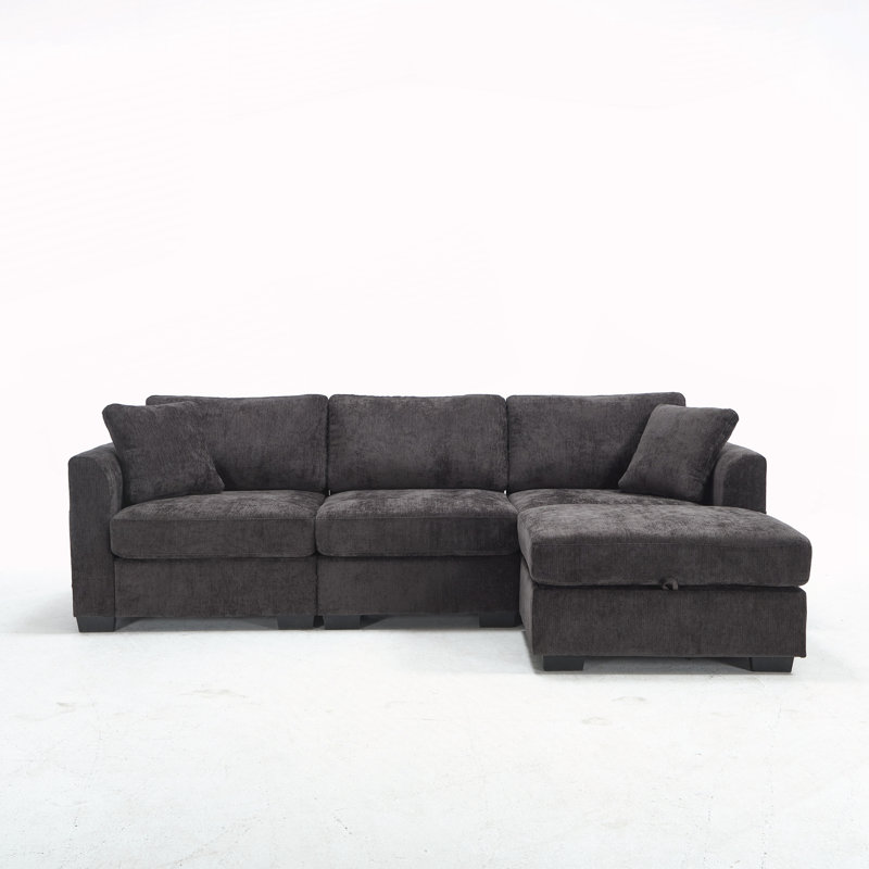 Canapé de rangement moderne avec port USB double, Noir