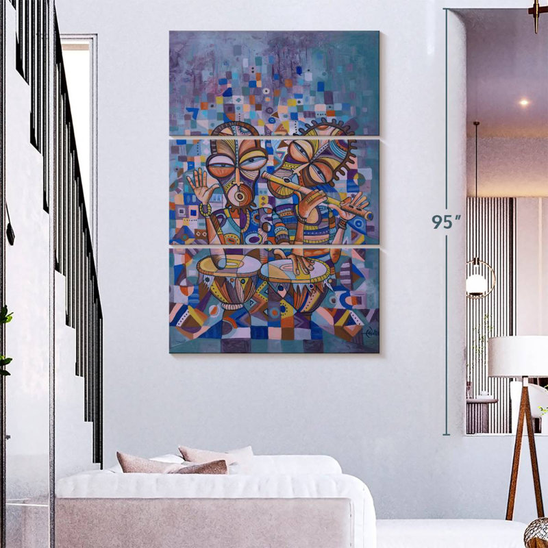 Abarca Drummer And Flutist II, 74" H x 48" W