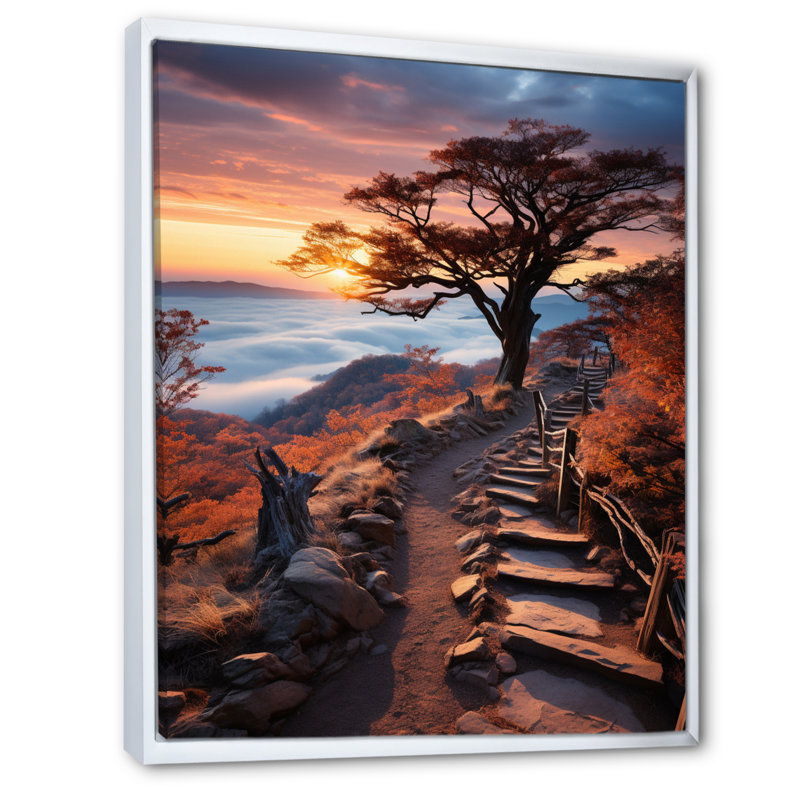 États-Unis, parc national de Shenandoah au coucher du soleil, H 40 po x l 30 po x P 1,5 po, Cadre flottant blanc
