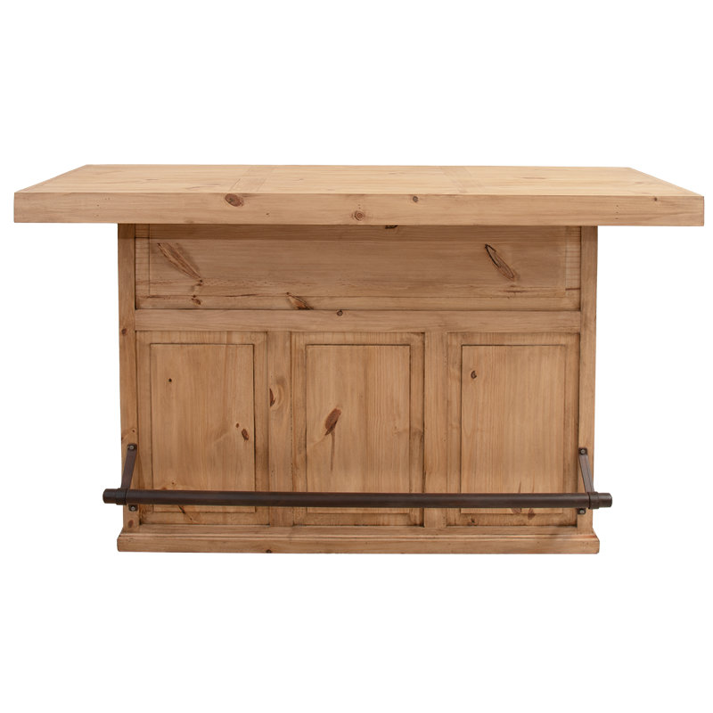 Solid Wood Bar with Iron Footrail, Beige