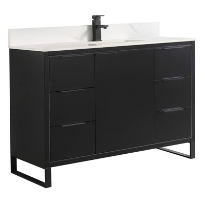 Gerwyn 48'' Single Bathroom Vanity with Stone Top
