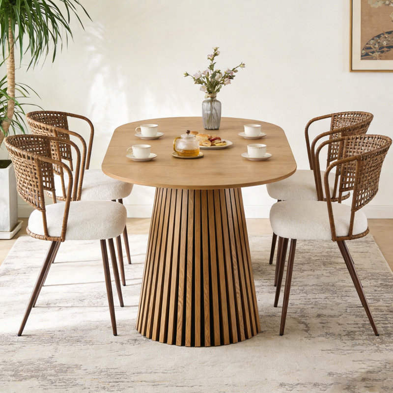 Ensemble de table et chaises de salle à manger en bois massif 4 pièces, 5, Dark Brown