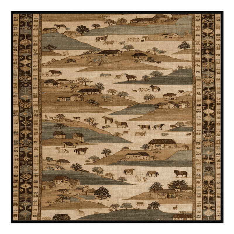 Tapis brun turc lavable à la machine, Carré 5 pi