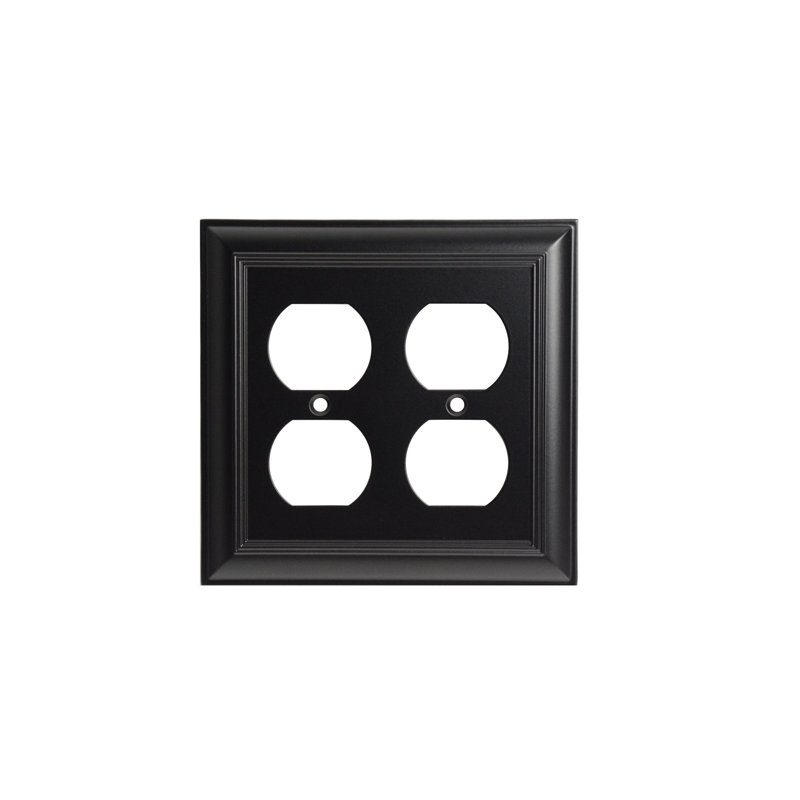 Plaque murale 2 prises Impressions, Noir mat