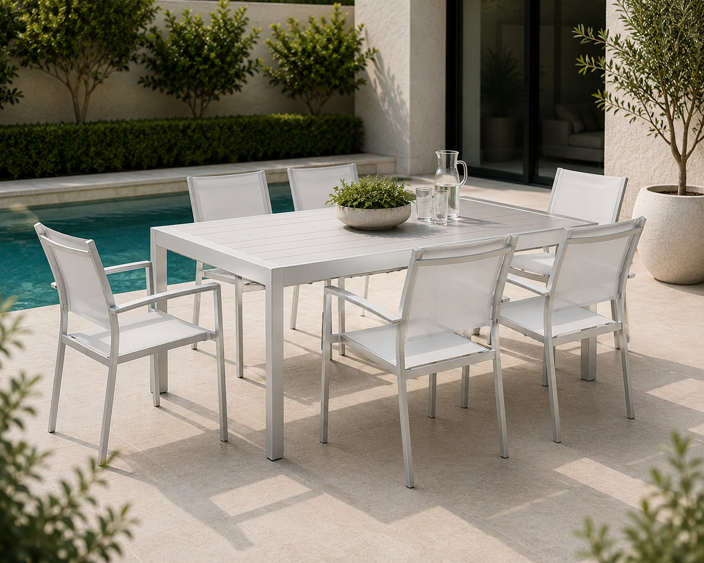 Devan 71'' Plastic / Acrylic Outdoor Dining Table, White, White
