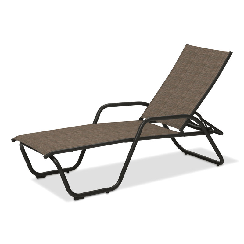 Outdoor Rust-Resistant Metal Chaise Lounge, Harper Taupe Sunbrella®, Textured Graphite