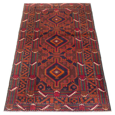 Tapis unique en laine noué à la main bleu marine foncé de 3 pi 6 po x 6 pi 9 po Teimani