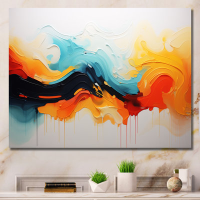 «Yellow Fractal Paint Wave Expression 5», art mural abstrait