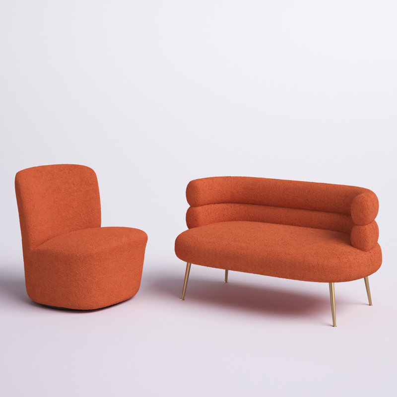 Ensemble de salon 2 pièces Demetrius, Teddy orange 100% polyester