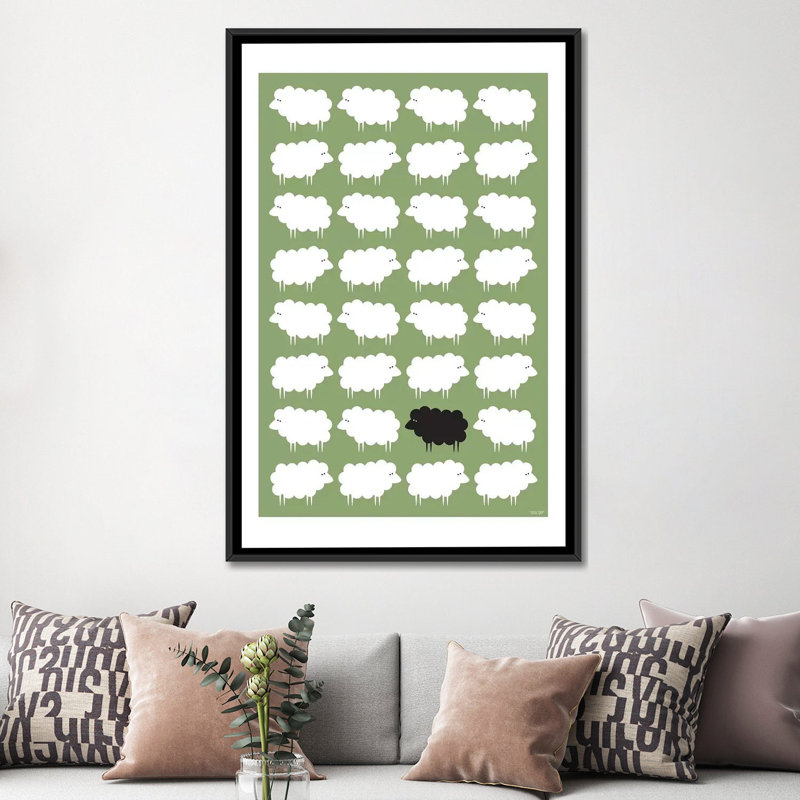 « black brebis », impression sur toile tendue, H 60 po x l 40po x P 1,5 po, Toile avec cadre noir