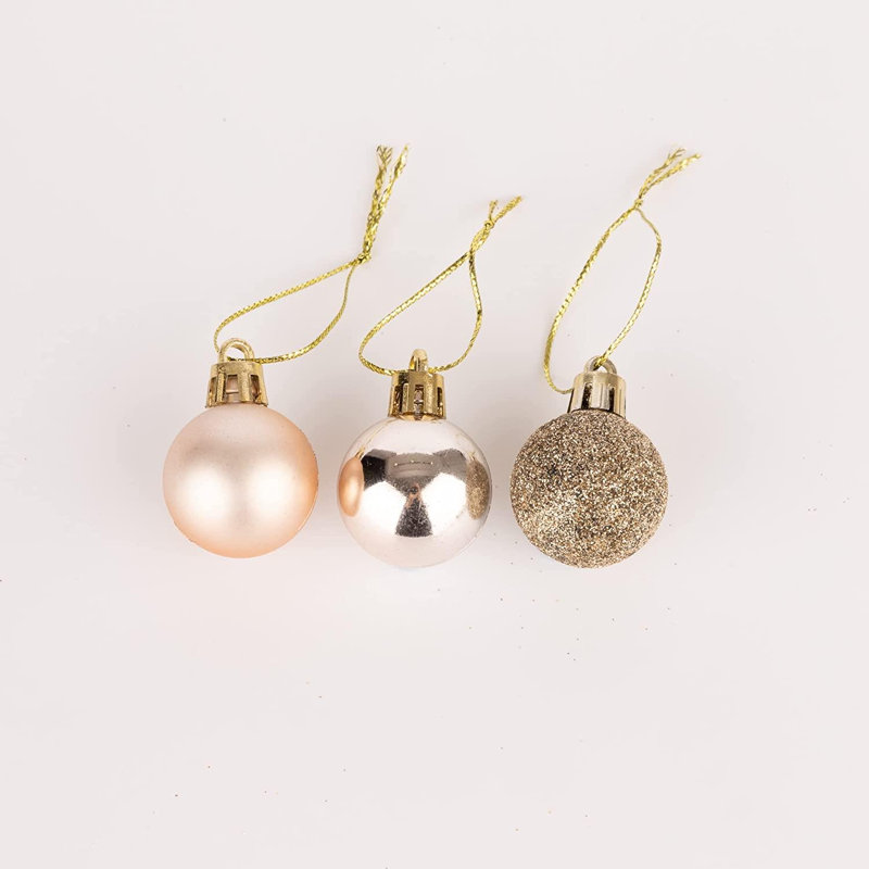 Shatterproof Christmas Baubles, Tree Decorations for Festive Styling, 3cm H x 3cm W x 3cm D, Gold
