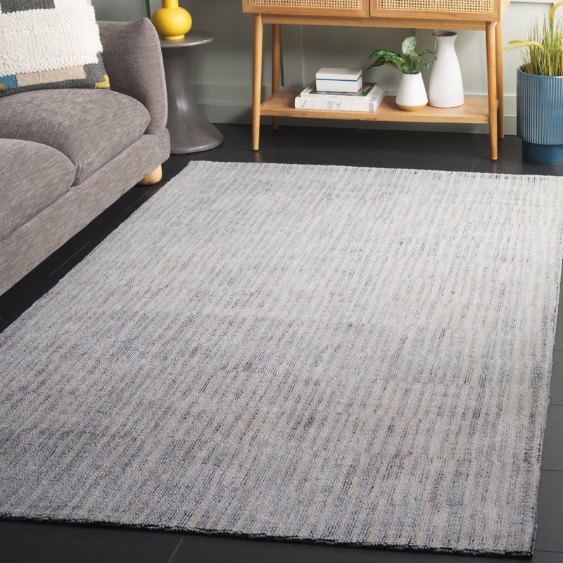 Lashe 901 Hand Tufted Cotton/Polyester Abstract Indoor Use Only Rug in Navy/Ivory, Rectangle 5' x 8'