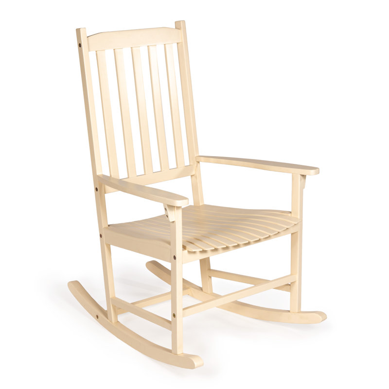 Chaise berçante d'extérieur en bois d'acacia massif Seagrove Classic en amande, Amande