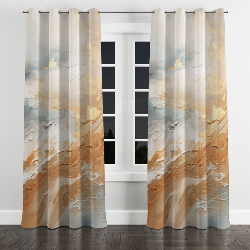 Ayluardo - Nautical Velvet Grommet Curtain - Room Darkening - 1 panel, 52" W x 108" L, Golden Grommets