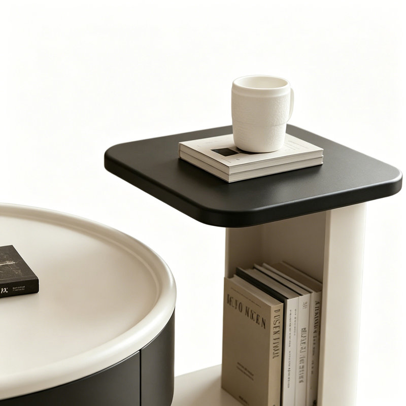 Rivero, H 13 po x L 27,55 po x l 27,55 po, Blanc / noir / blanc