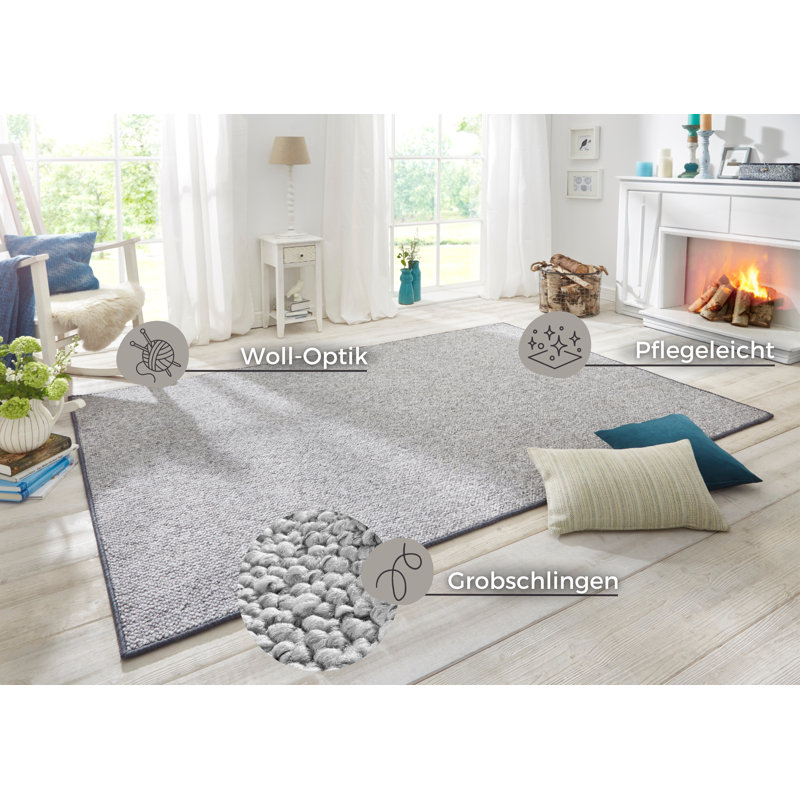 Wolly Grey Rug, Rectangular 80 x 150cm
