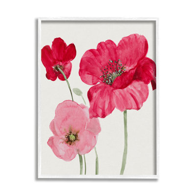 «Romantic Red Poppies Trio» par Lanie Loreth - cadre flottant, impression sur bois