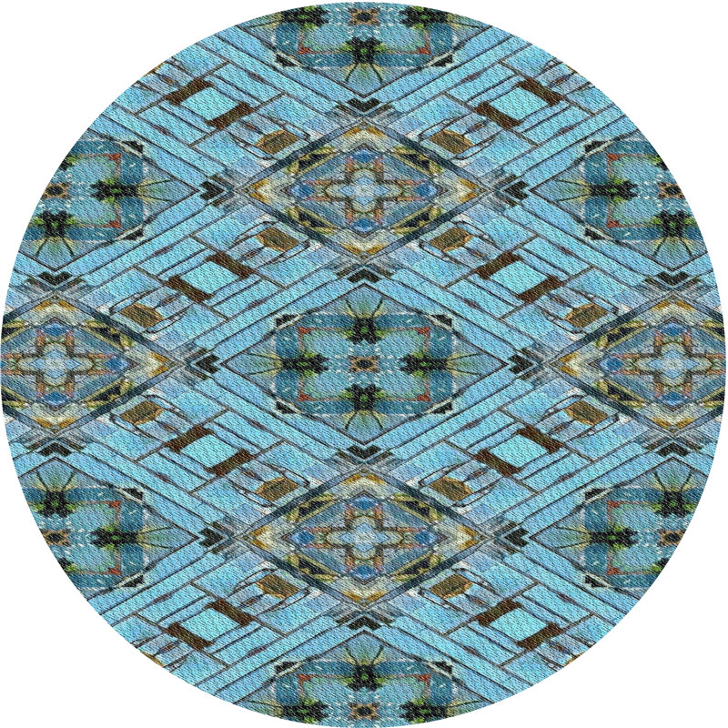 Tapis oriental bleu, Rond 6 pi