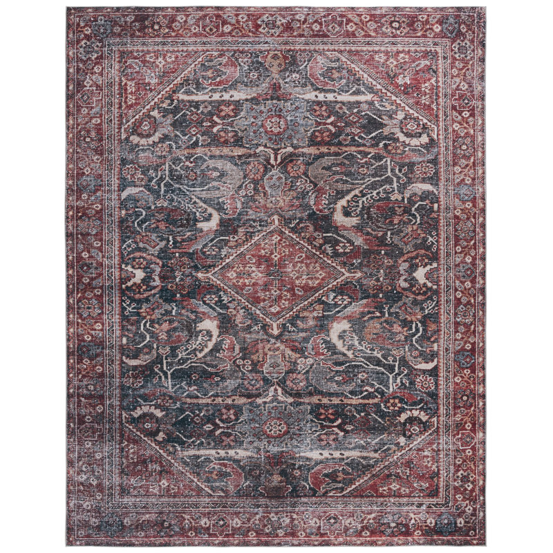 Adream Oriental Dark Green/Rust Area Rug, Rectangle 8' x 10'